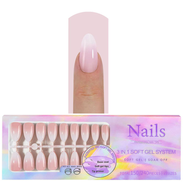 Mandel Babyboomer Press-On Tips Dark Pink