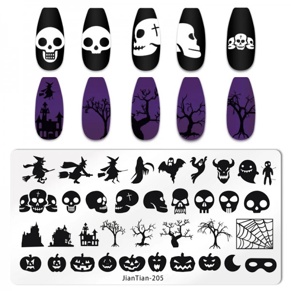 Stamping Schablone Halloween Nailart