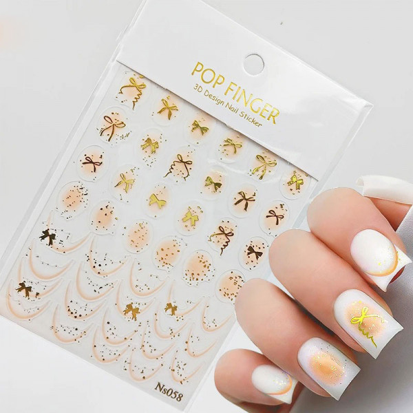 Nail Sticker Smileline mit Schleifen nude-gold