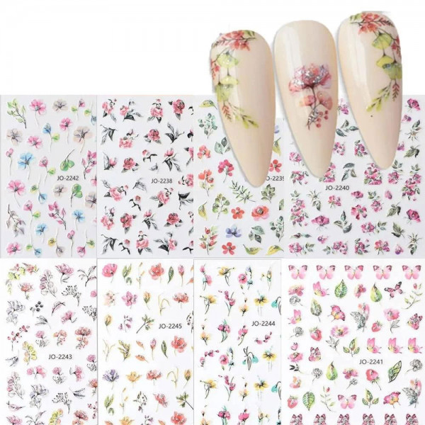 10 Glitzer Nail Sticker Blumen